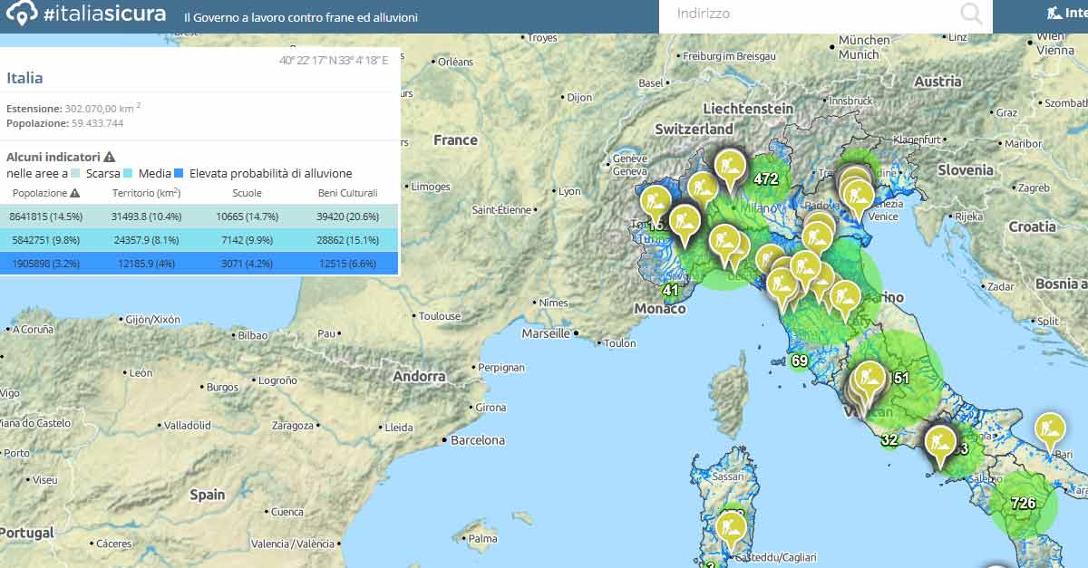 Mappa nazionale delle frane e delle alluvioni